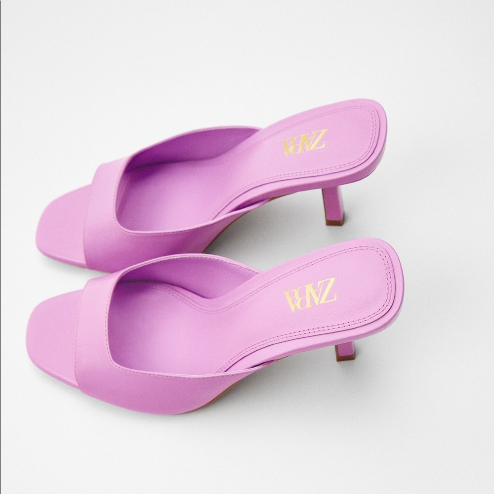 Zara mauve square heeled sandals - Picture 3 of 5